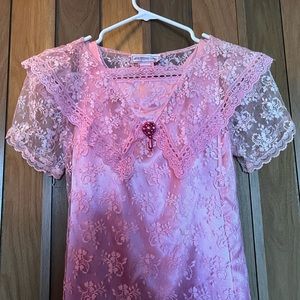 Gunne Sax Pink Lace Dress Size 12